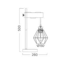 Stona lampa dijamant kavez sa drvetom Crna/Drvo grlo E27