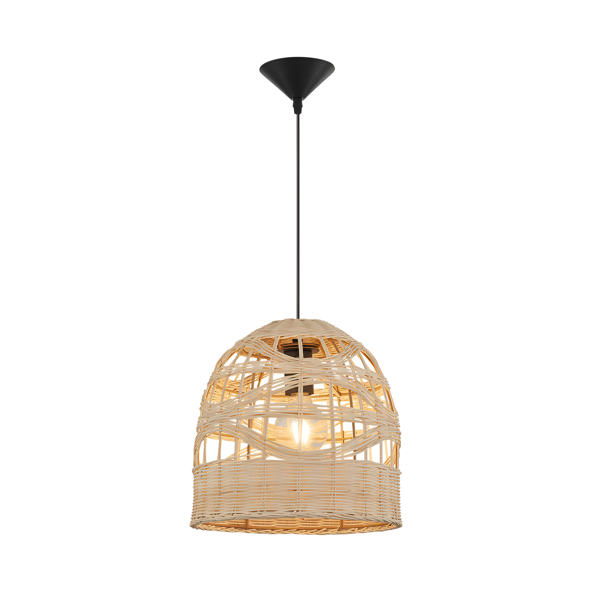 Viseća lampa 1×E27 od ratana, kompaktni pleteni abažur serije Rattan D003