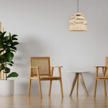 Viseća lampa 1×E27 od ratana, kompaktni pleteni abažur serije Rattan D003