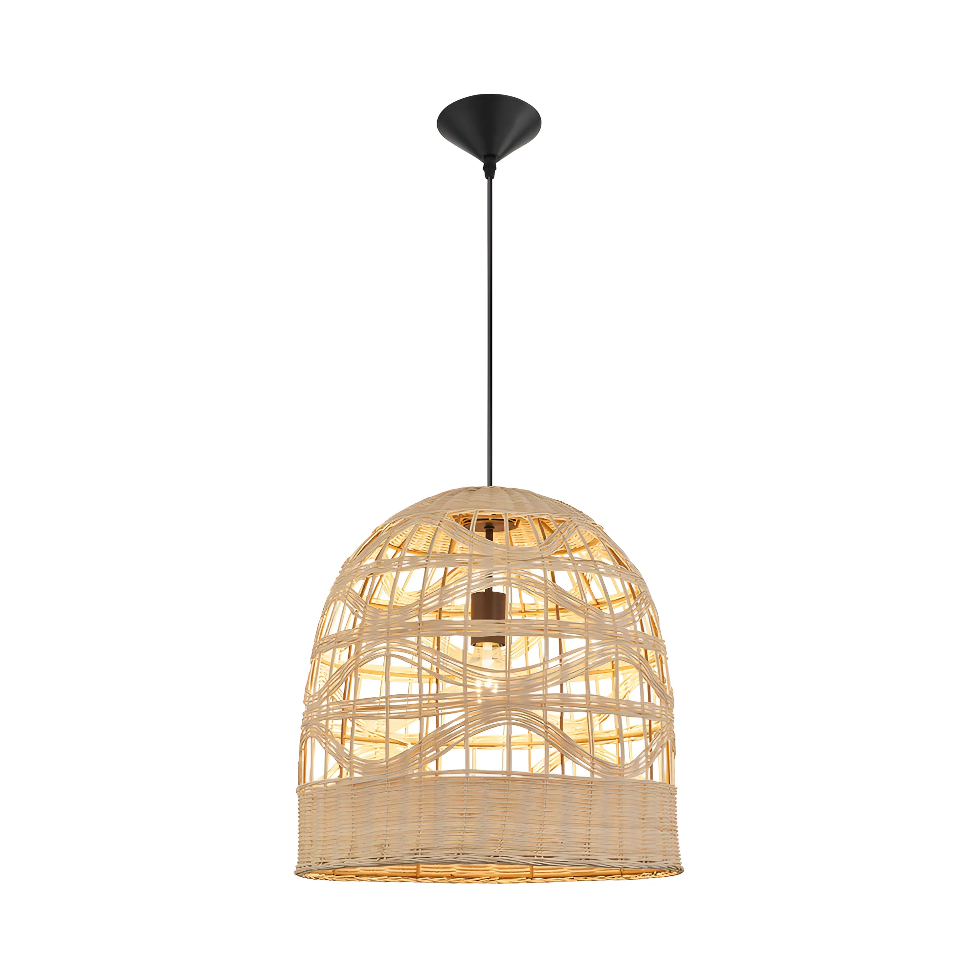 Viseća lampa 1×E27 od ratana, izduženi pleteni abažur serije Rattan D003