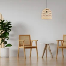 Viseća lampa 1×E27 od ratana, izduženi pleteni abažur serije Rattan D003