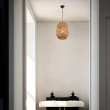Viseća lampa 1×E27 od ratana, uski pleteni abažur serije Rattan D003