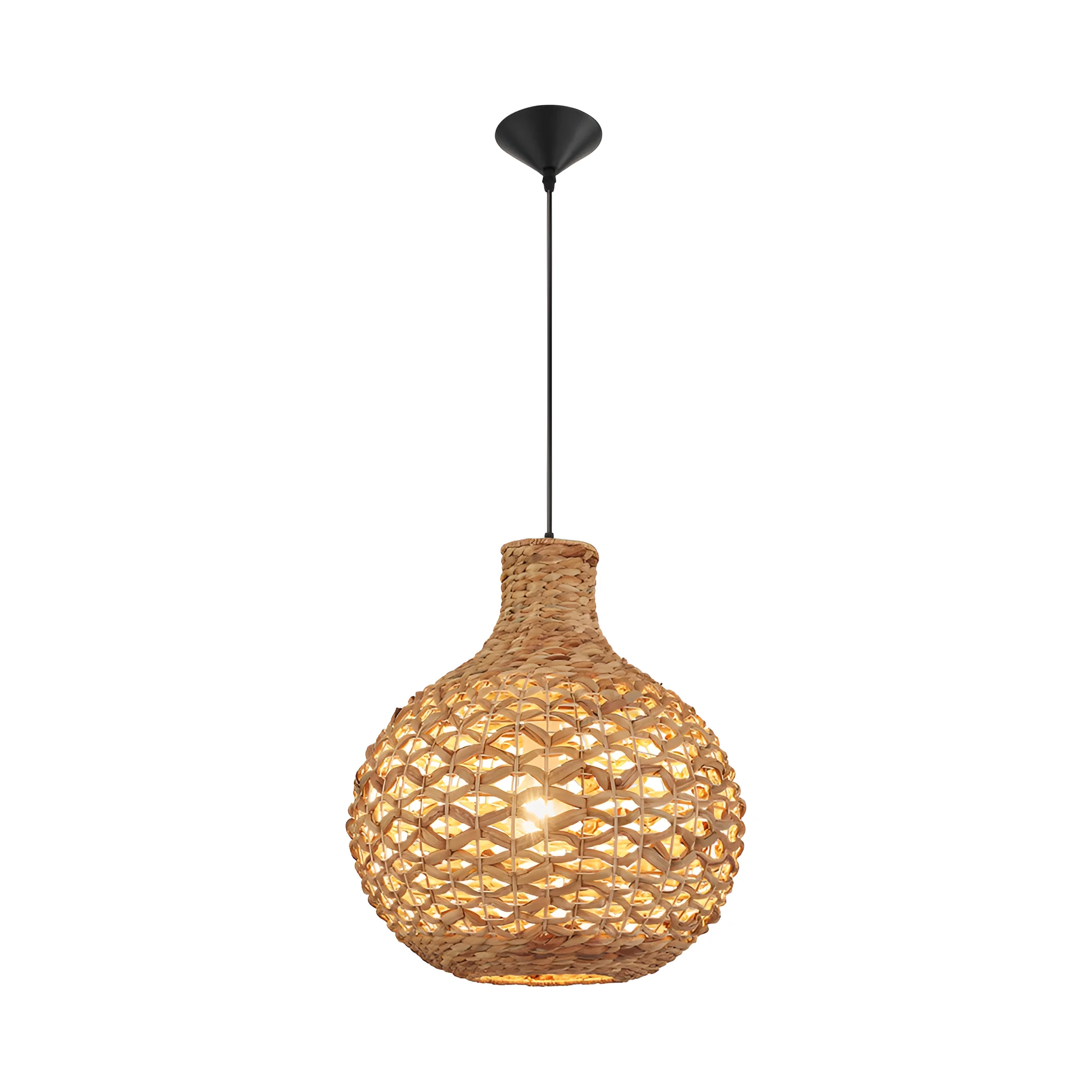 Viseća lampa 1×E27 od ratana, veliki pleteni abažur serije Rattan D003