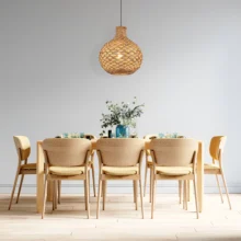 Viseća lampa 1×E27 od ratana, veliki pleteni abažur serije Rattan D003