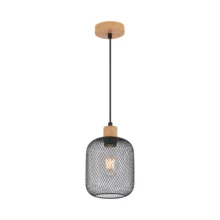 Viseća lampa 1×E27 sa žičanim kavezom, drvena rozeta serije Wire W001
