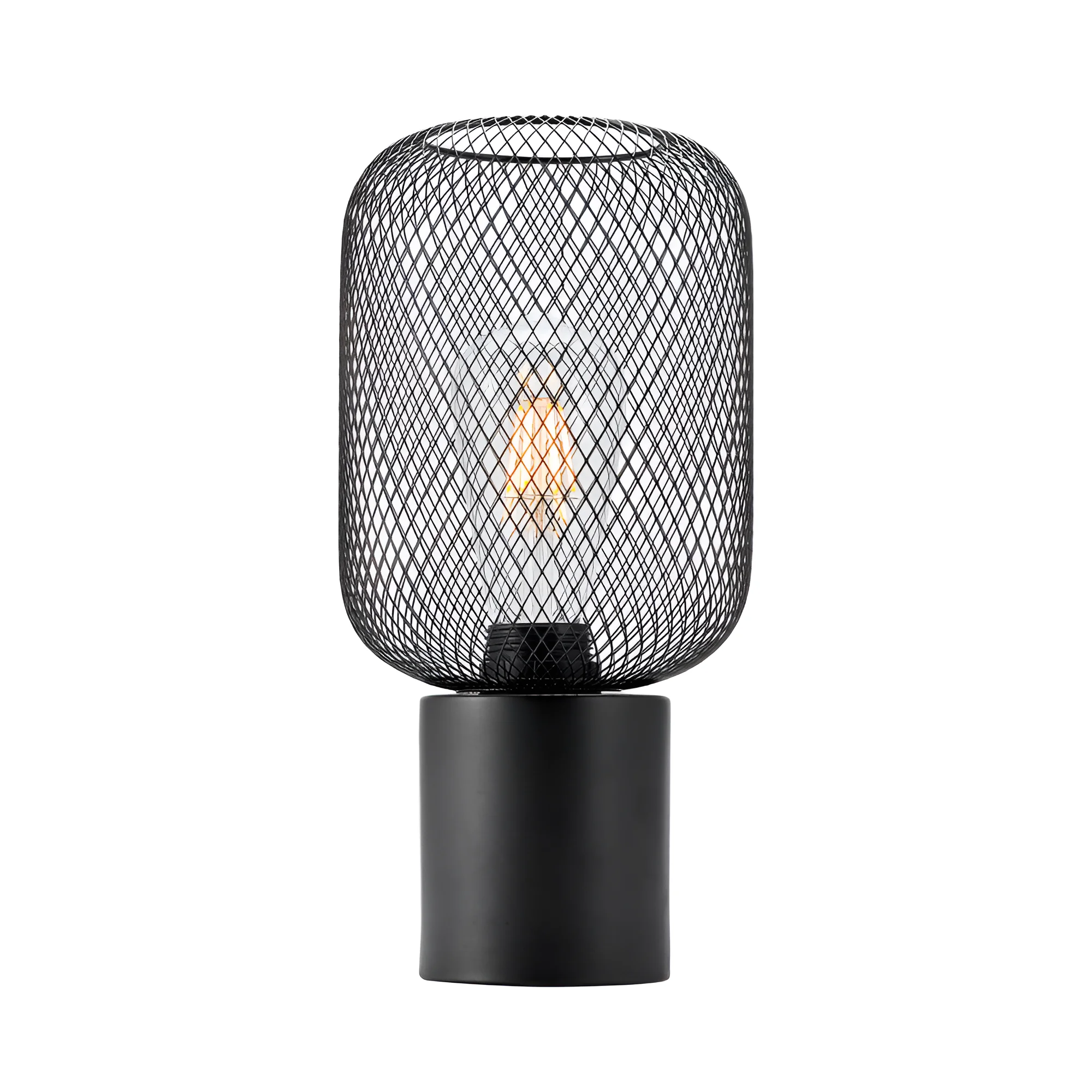 Stona lampa cilindrična mreža Crna grlo E27
