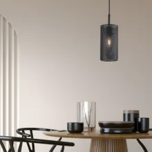 Viseća lampa 1×E14 crna sa žičanim kavezom serije Wire W002