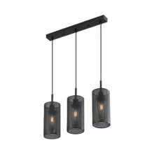 Viseća lampa sa šipkom 3×E14 crna sa žičanim kavezima serije Wire W002