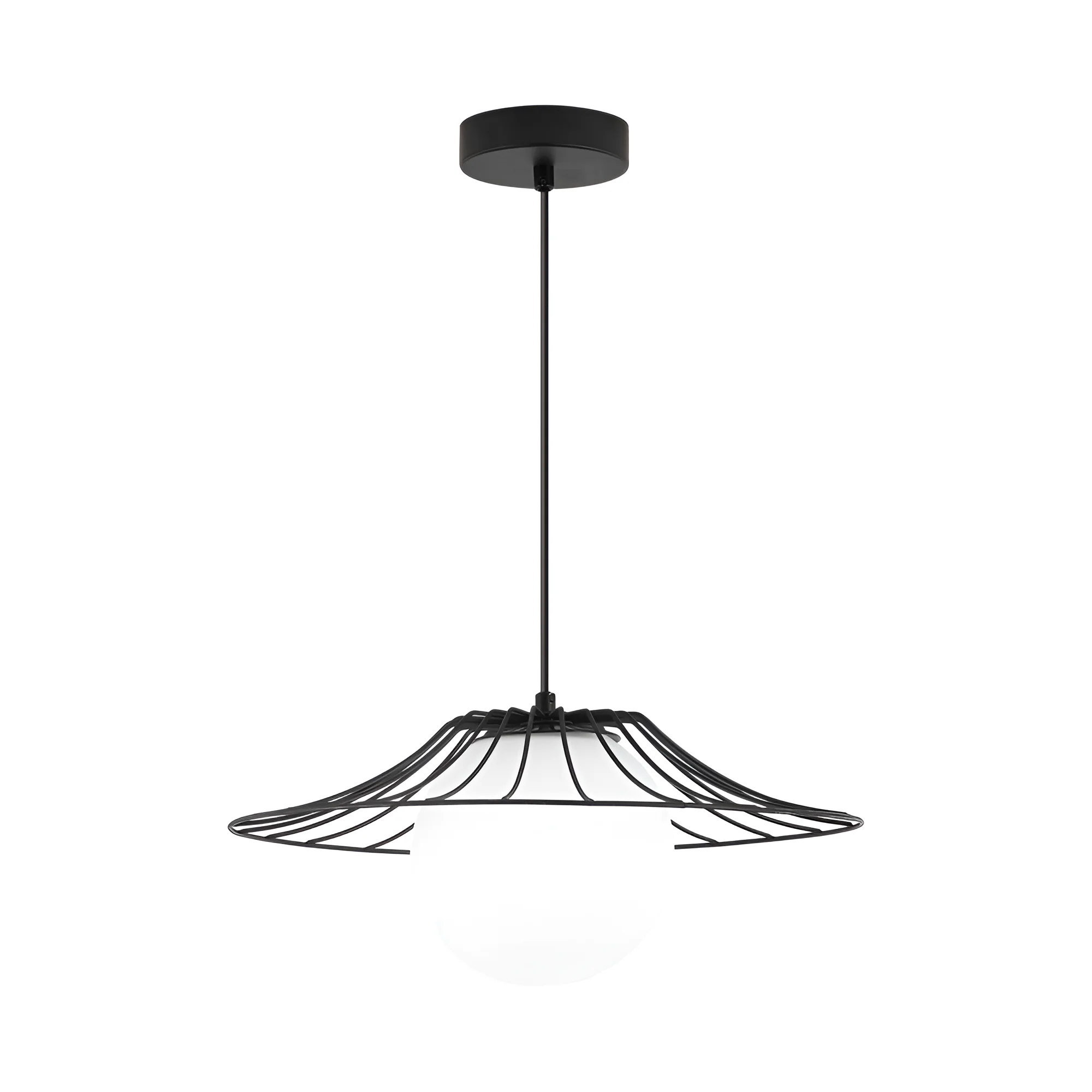 Viseća lampa 1×E27 crna sa opalnim difuzorom serije Wire W004