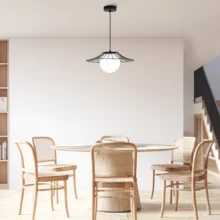 Viseća lampa 1×E27 crna sa opalnim difuzorom serije Wire W004