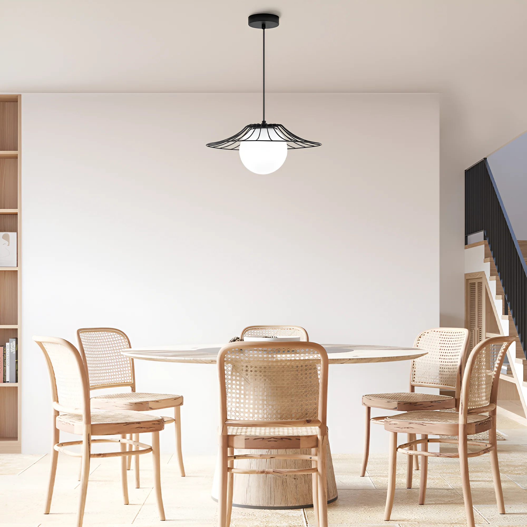 Viseća lampa 1×E27 crna sa opalnim difuzorom serije Wire W004