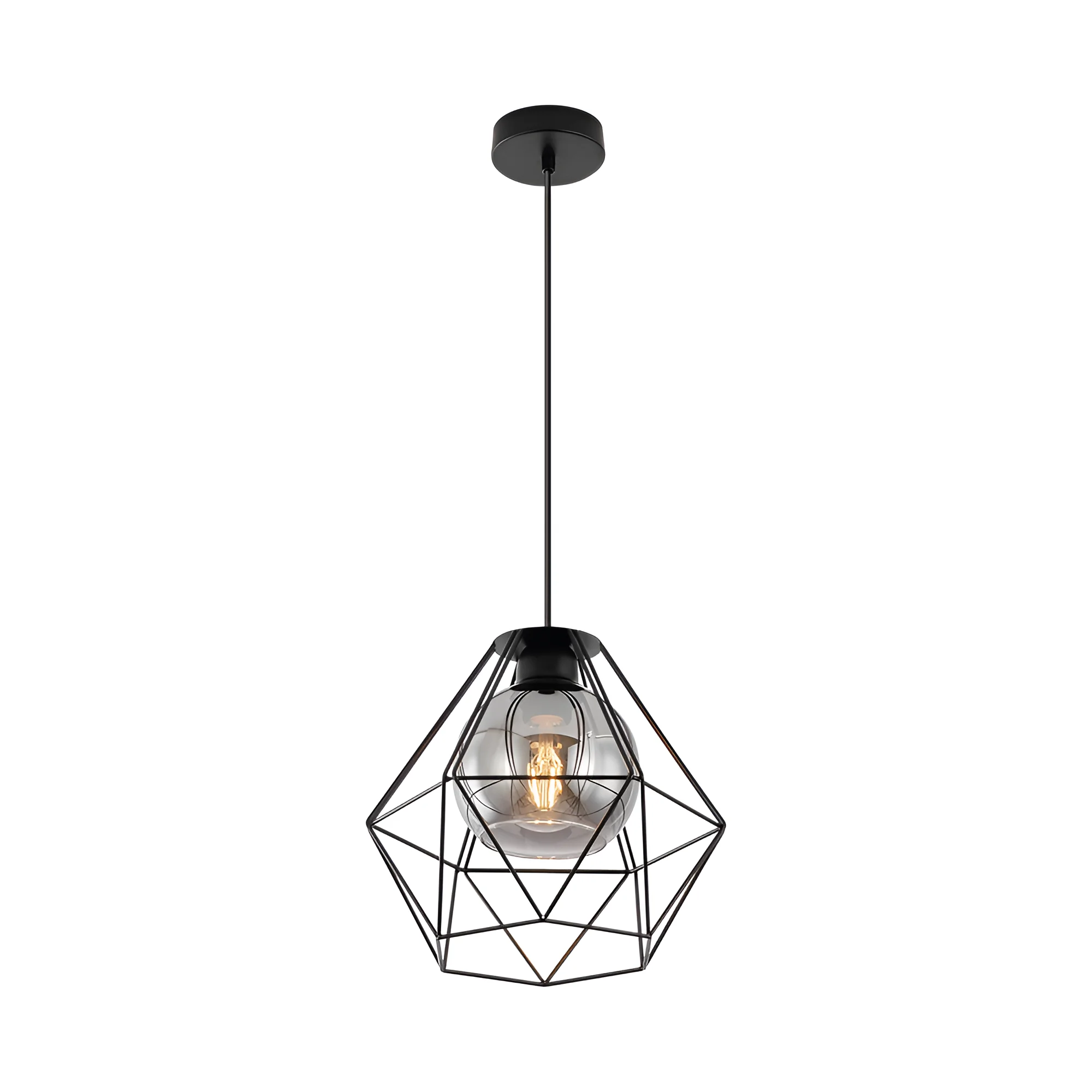 Viseća lampa 1×E27 crna sa kupastim abažurom serije Wire W004