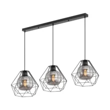 Viseća lampa sa šipkom 3×E27 crna, linearna serija Wire W004