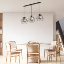 Viseća lampa sa šipkom 3×E27 crna, linearna serija Wire W004