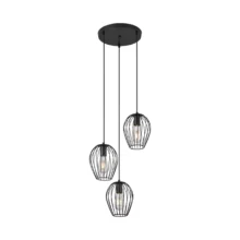 Viseća lampa 3×E27 crna, kružna rozeta serije Wire W005