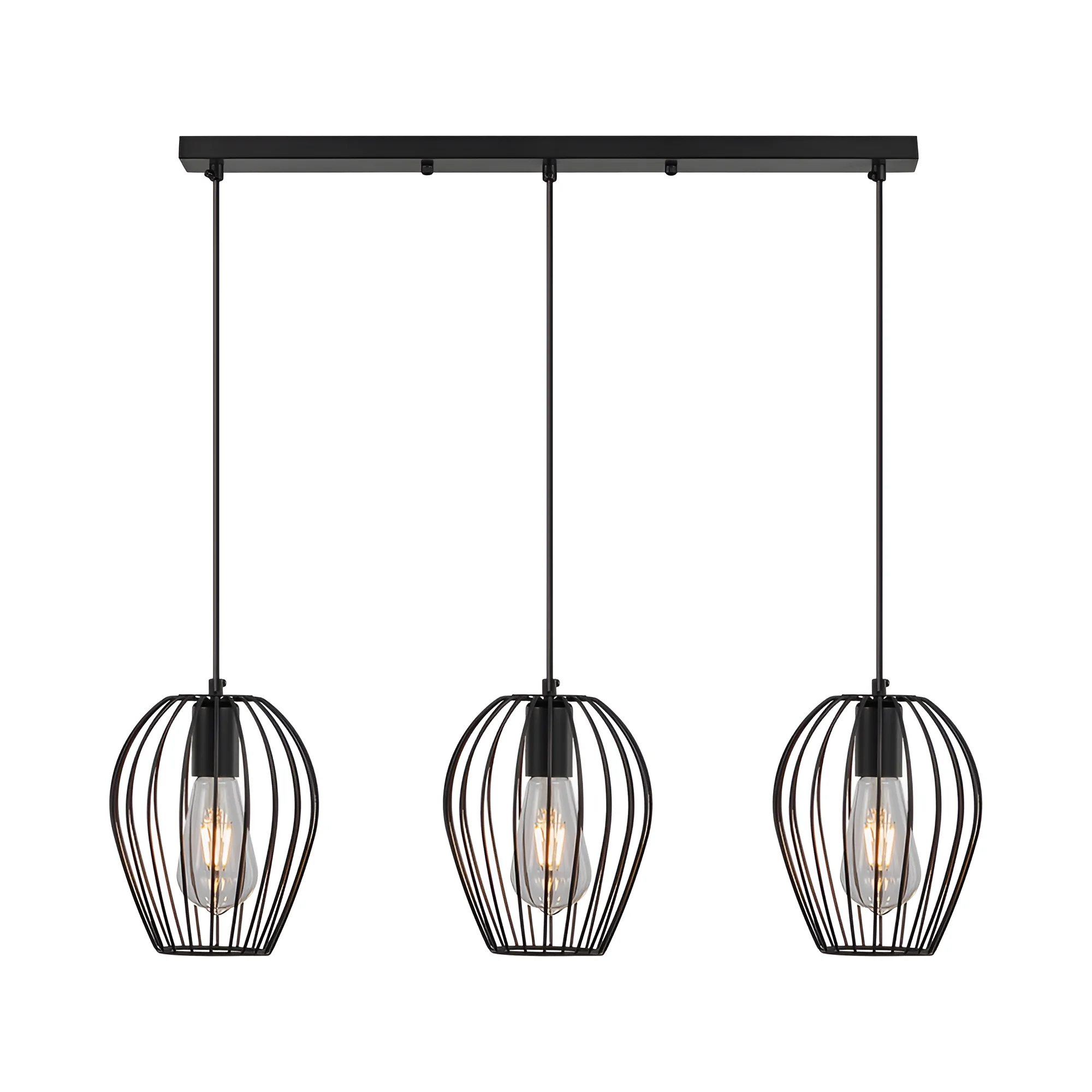 Viseća lampa sa šipkom 3×E27 crna, linearna serija Wire W005
