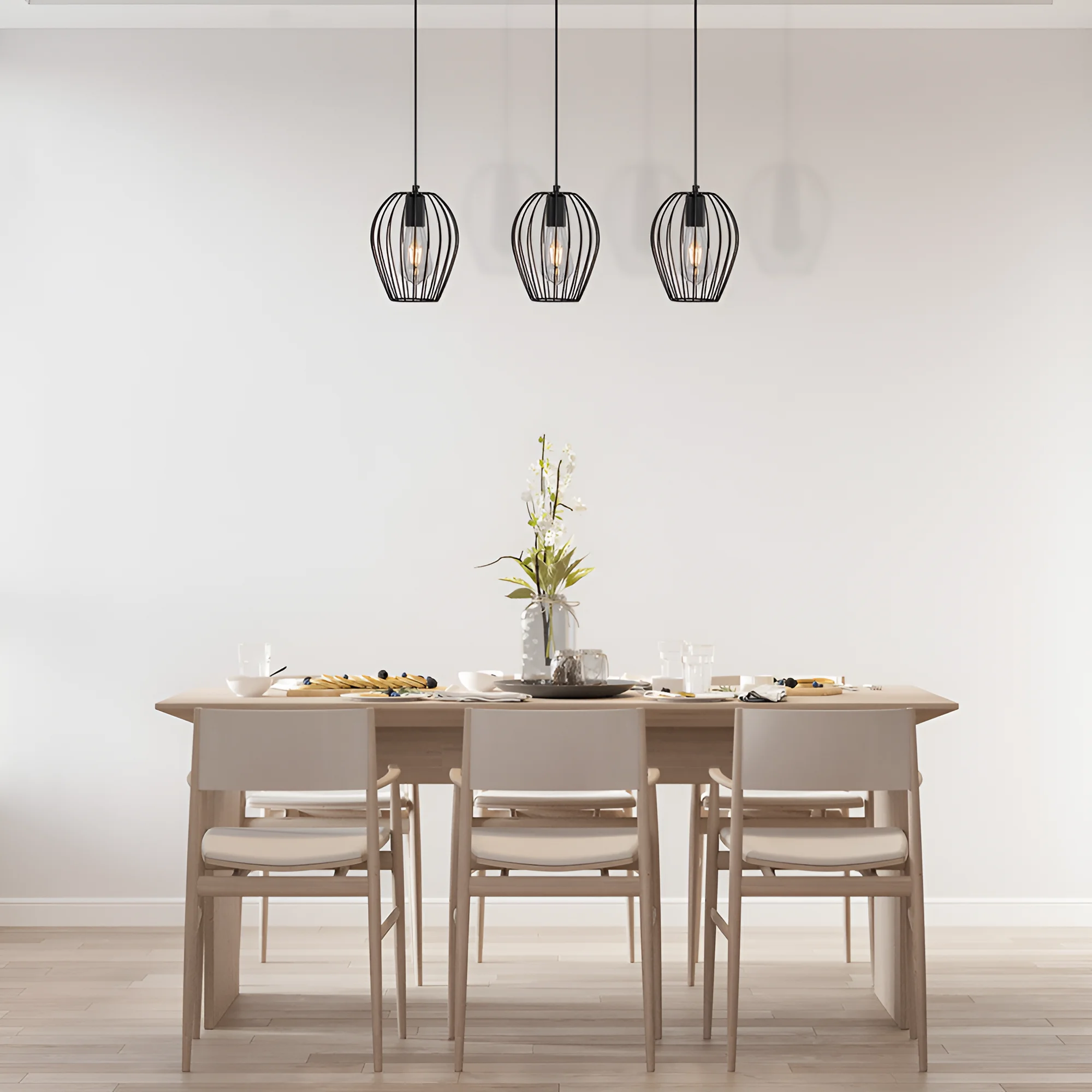 Viseća lampa sa šipkom 3×E27 crna, linearna serija Wire W005