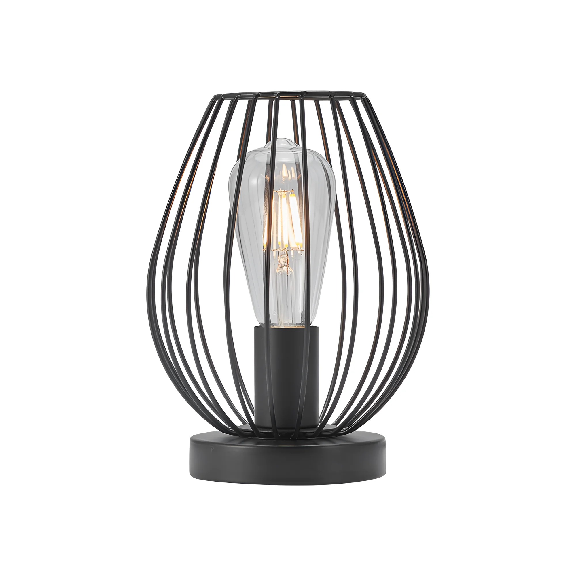 Stona lampa žičani kavez kap Crna grlo E27