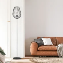 Podna lampa žičani kavez kap Crna grlo E27
