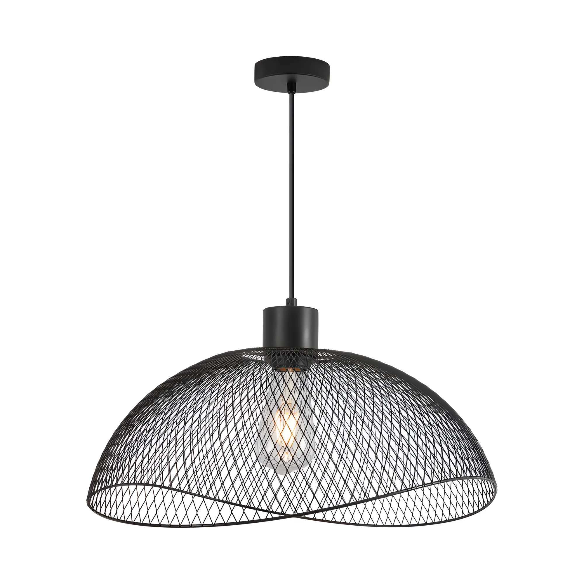 Viseća lampa 1×E27 crna, široki plitki abažur serije Wire W006