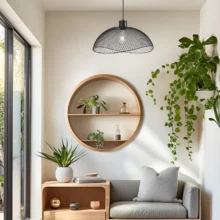 Viseća lampa 1×E27 crna, široki plitki abažur serije Wire W006