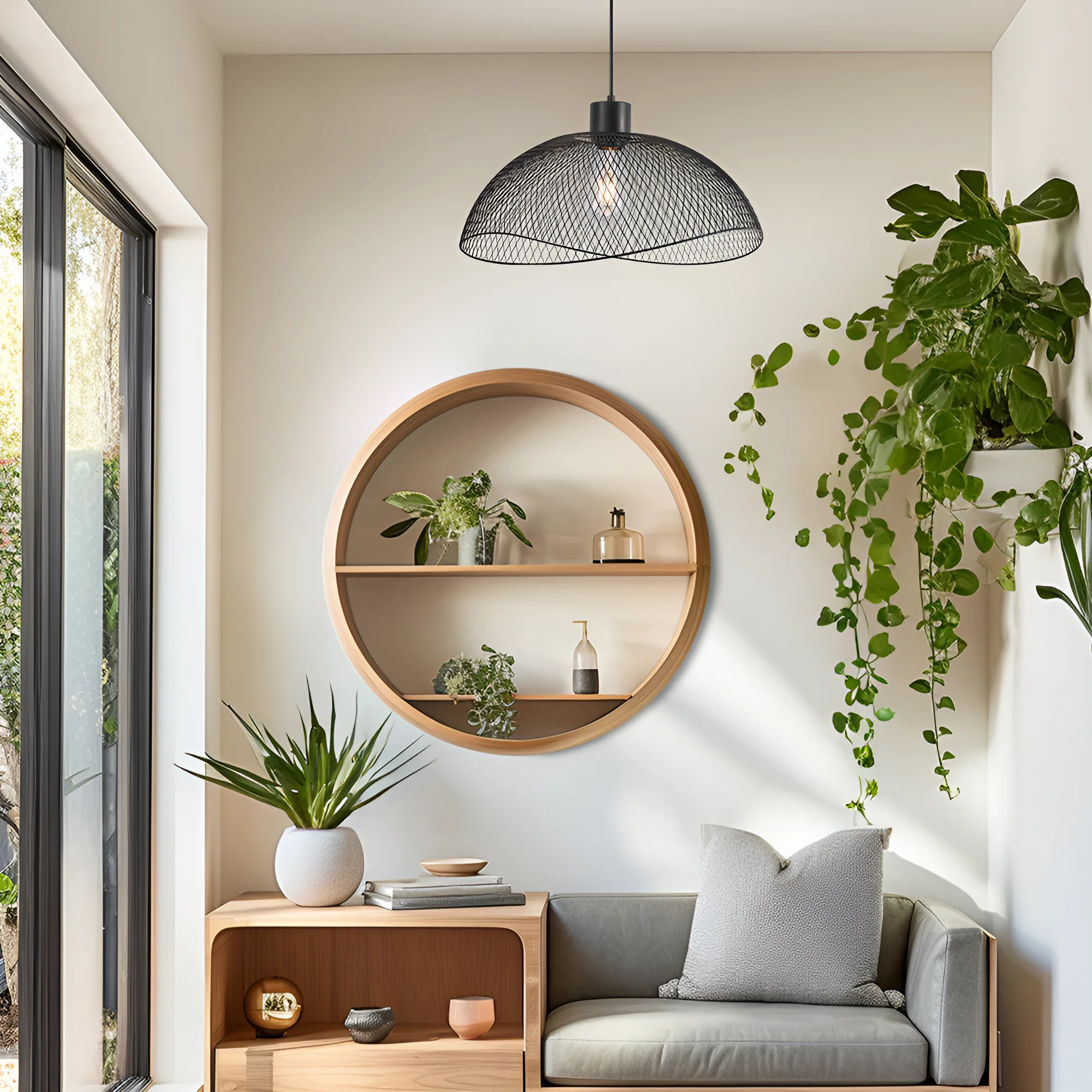Viseća lampa 1×E27 crna, široki plitki abažur serije Wire W006
