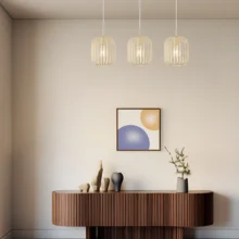 Viseća lampa sa šipkom 3×E27 bež, linearna serija Wire W007