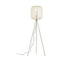 Podna lampa ovalni žičani kavez tronožni Bež grlo E27