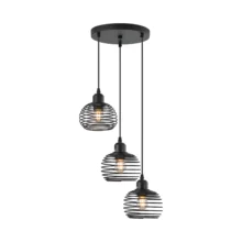 Viseća lampa 3×E27 crna, kompaktna rozeta serije Wire W008