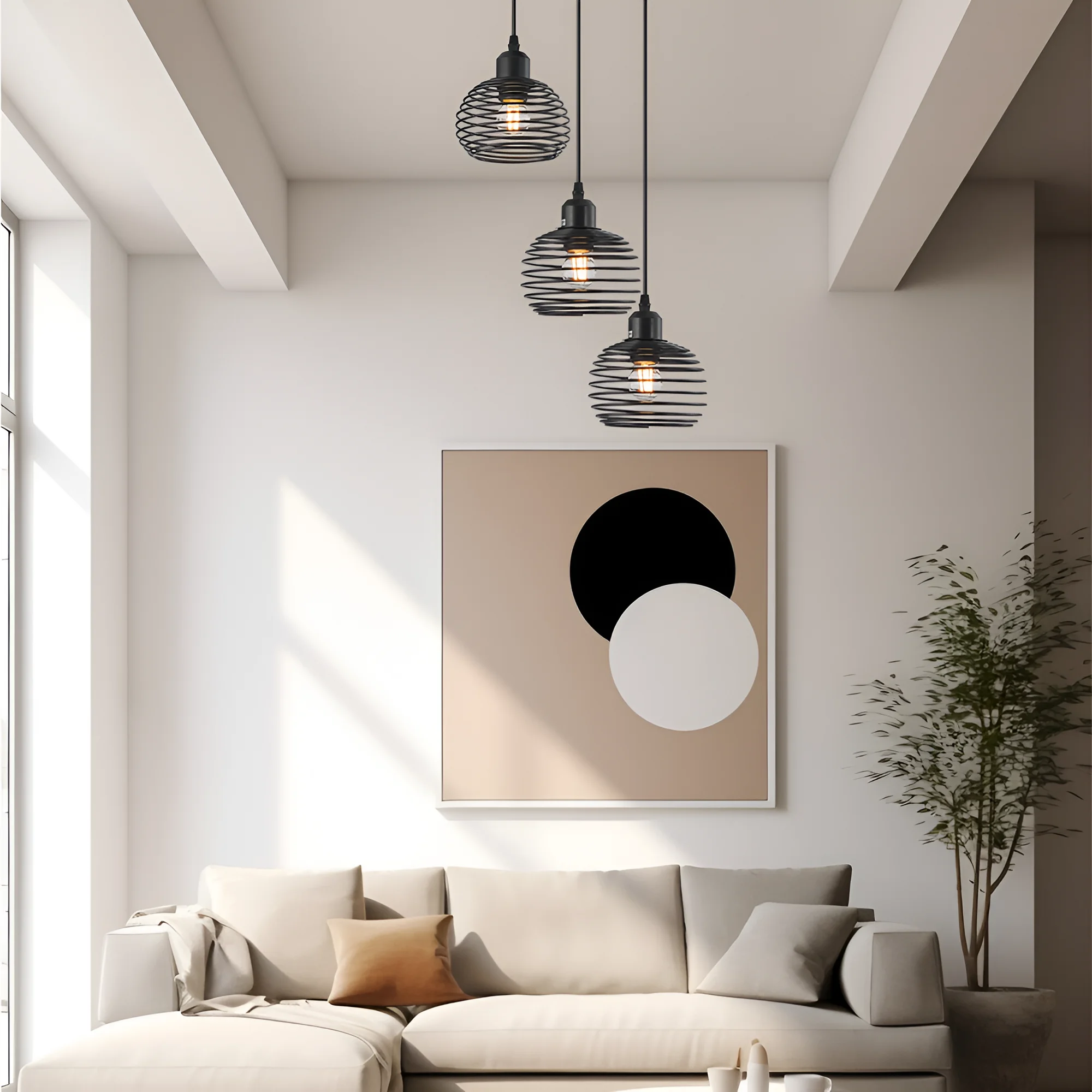 Viseća lampa 3×E27 crna, kompaktna rozeta serije Wire W008