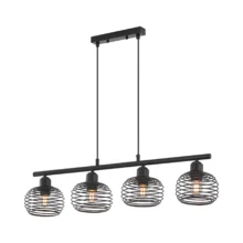Viseća lampa sa šipkom 4×E27 crna, linearna serija Wire W008