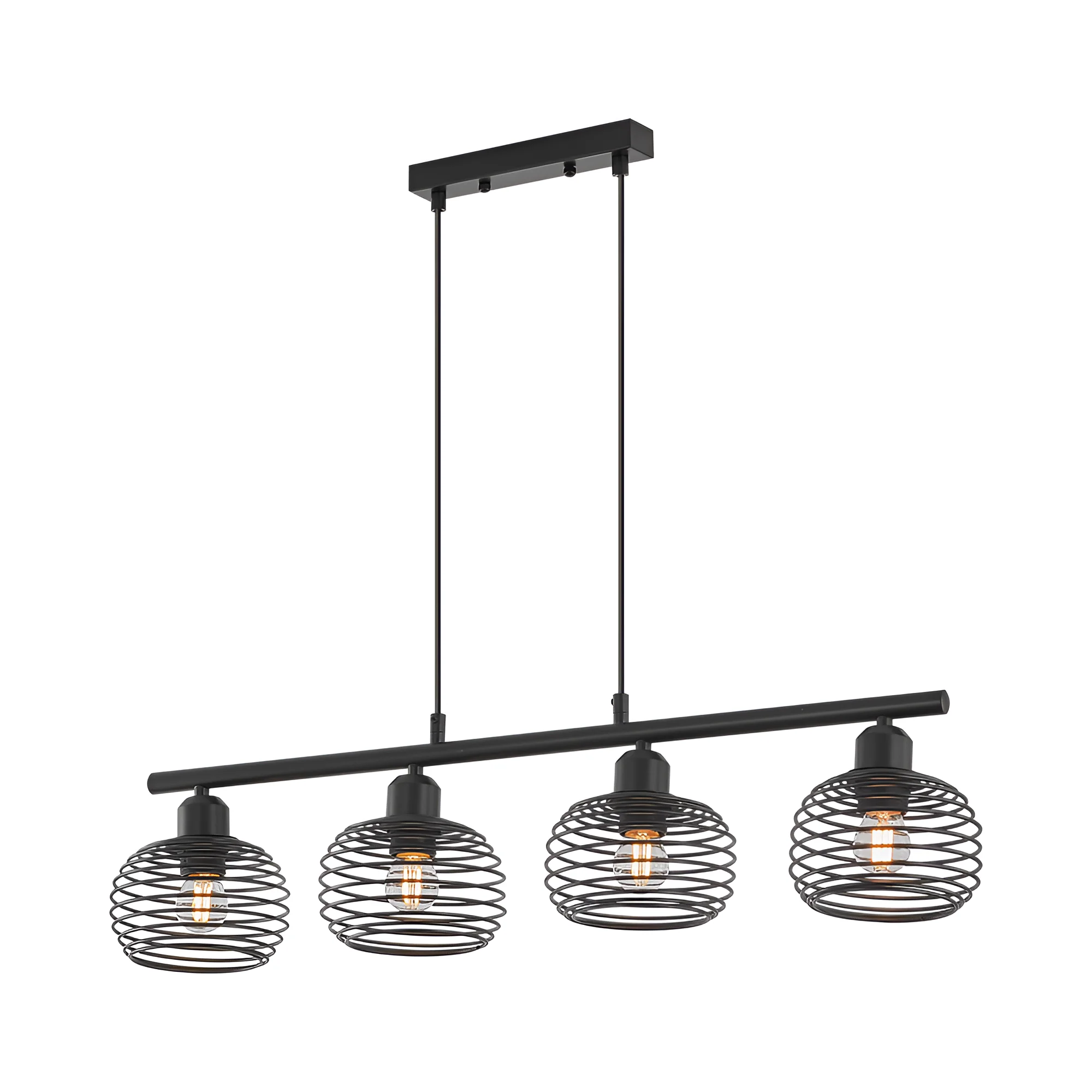 Viseća lampa sa šipkom 4×E27 crna, linearna serija Wire W008