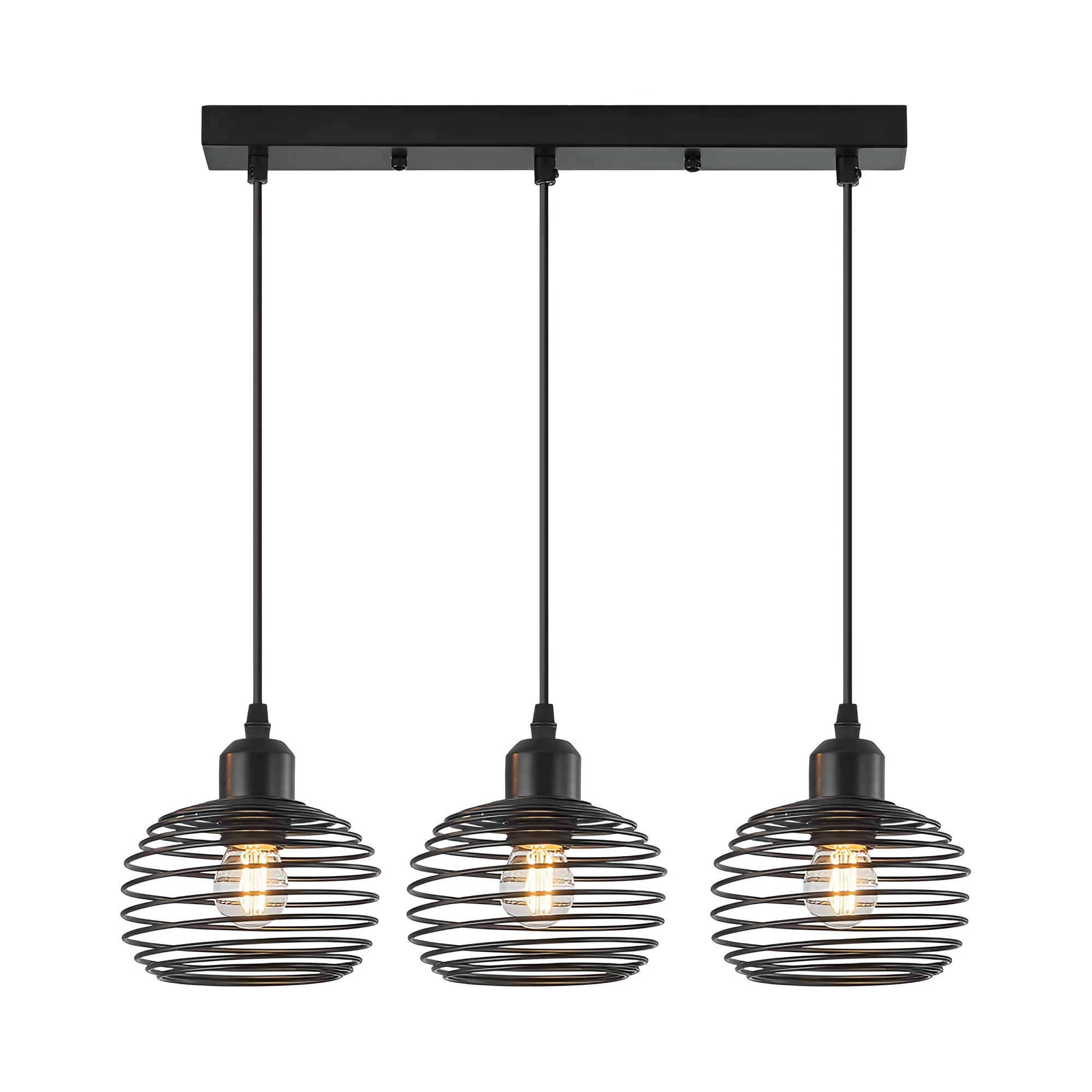 Viseća lampa sa šipkom 3×E27 crna, kraća linearna serija Wire W008