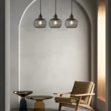 Viseća lampa sa šipkom 3×E27 crna, kraća linearna serija Wire W008