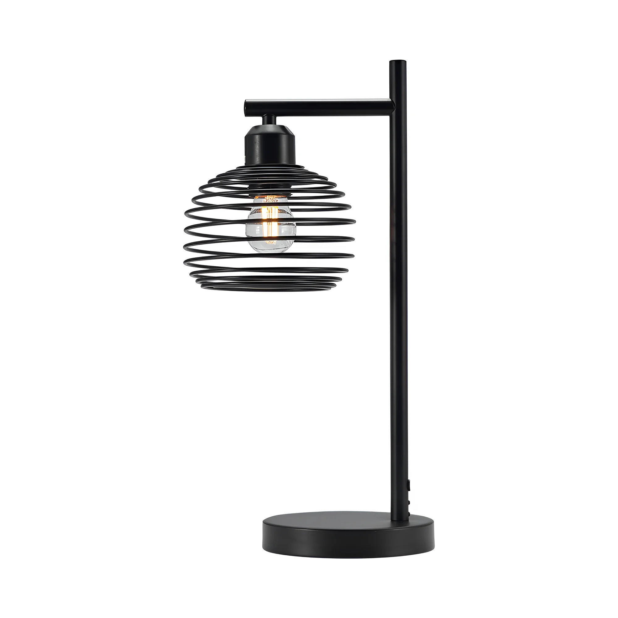 Stona lampa spiralni žičani kavez Crna grlo E27