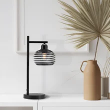 Stona lampa spiralni žičani kavez Crna grlo E27