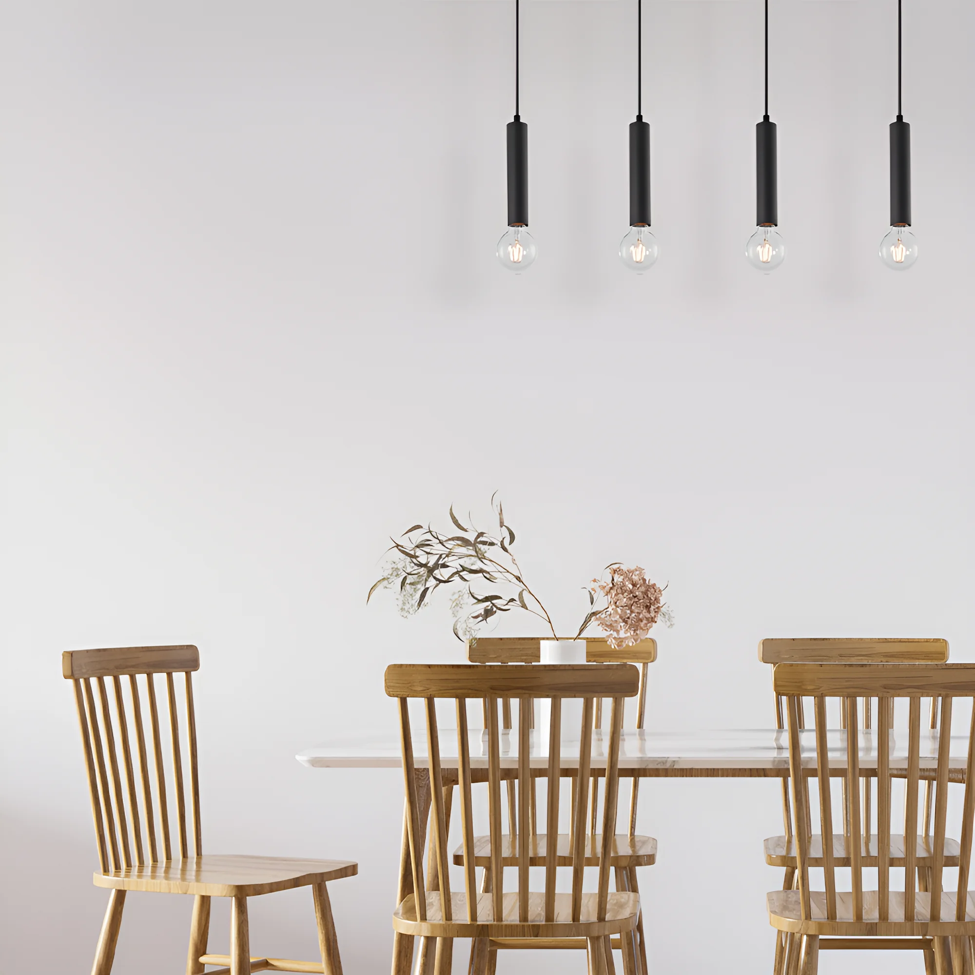 Viseća lampa sa šipkom 4×E27 crna, linearna serija Fixture G005