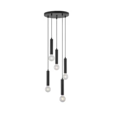 Viseća lampa 5×E27 crna, kružna rozeta serije Fixture G005