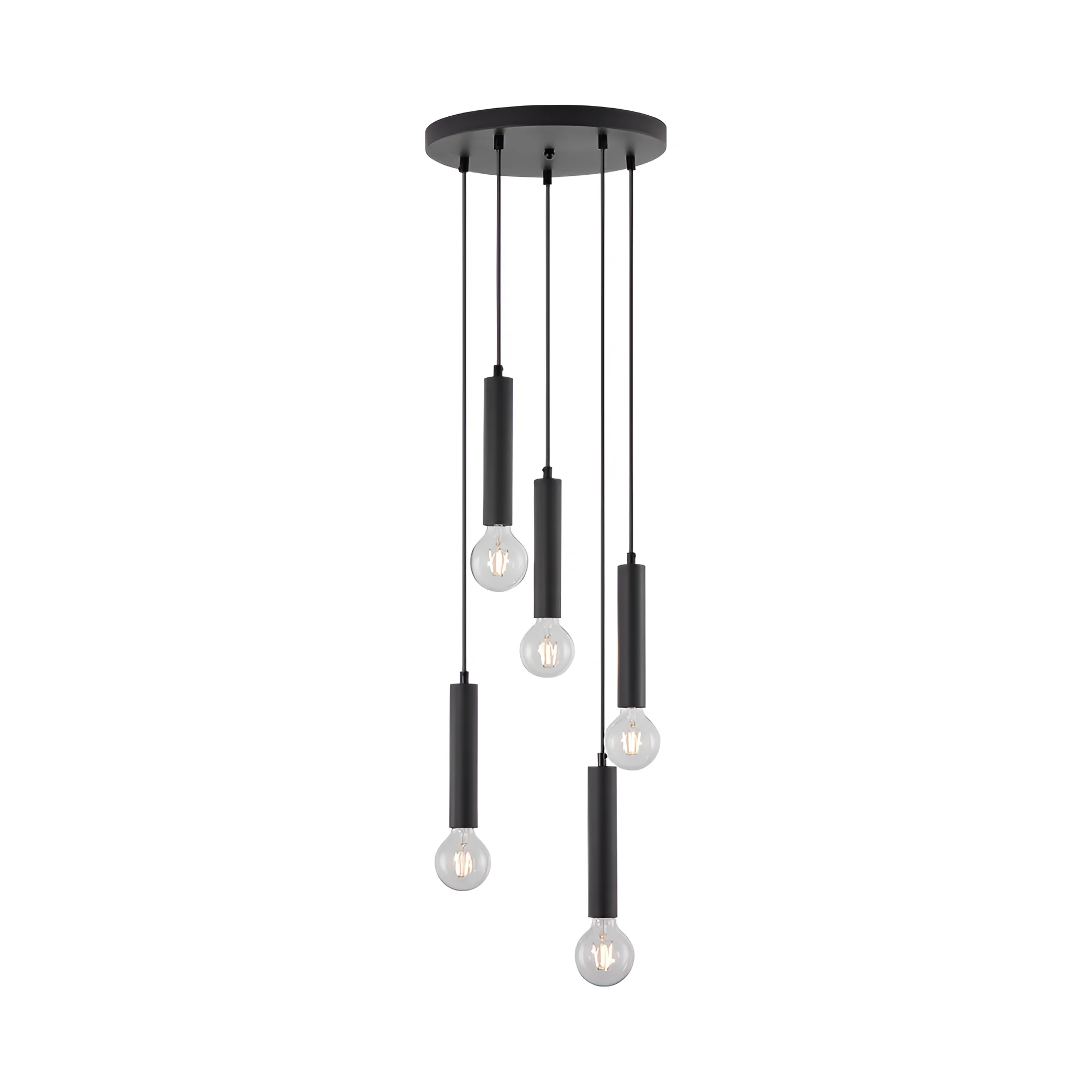Viseća lampa 5×E27 crna, kružna rozeta serije Fixture G005