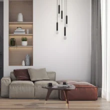 Viseća lampa 5×E27 crna, kružna rozeta serije Fixture G005