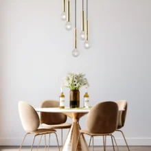 Viseća lampa 5×E27 zlatna, kružna rozeta serije Fixture G005