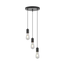 Viseća lampa 3×E27 crna, kružna rozeta serije Fixture G006