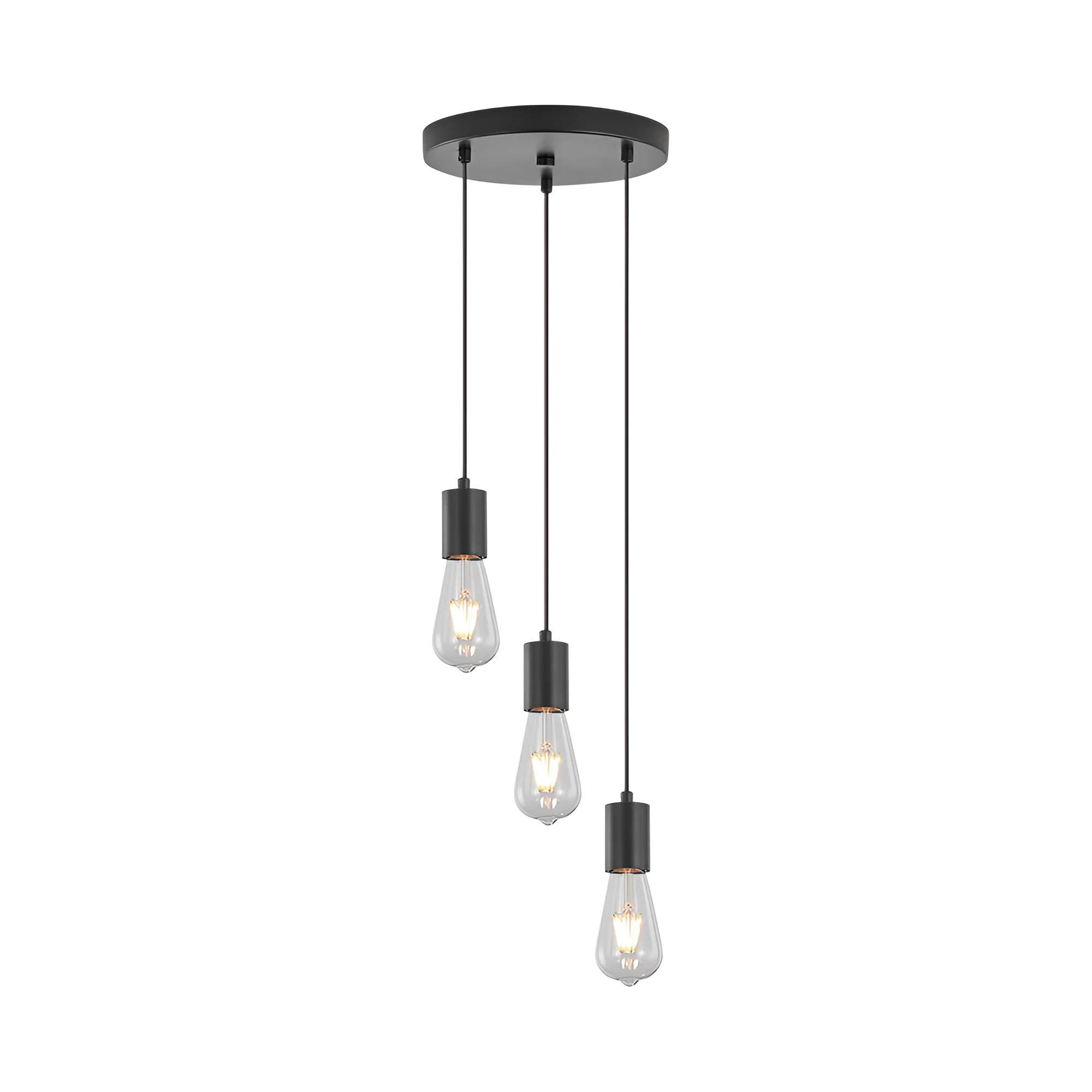 Viseća lampa 3×E27 crna, kružna rozeta serije Fixture G006