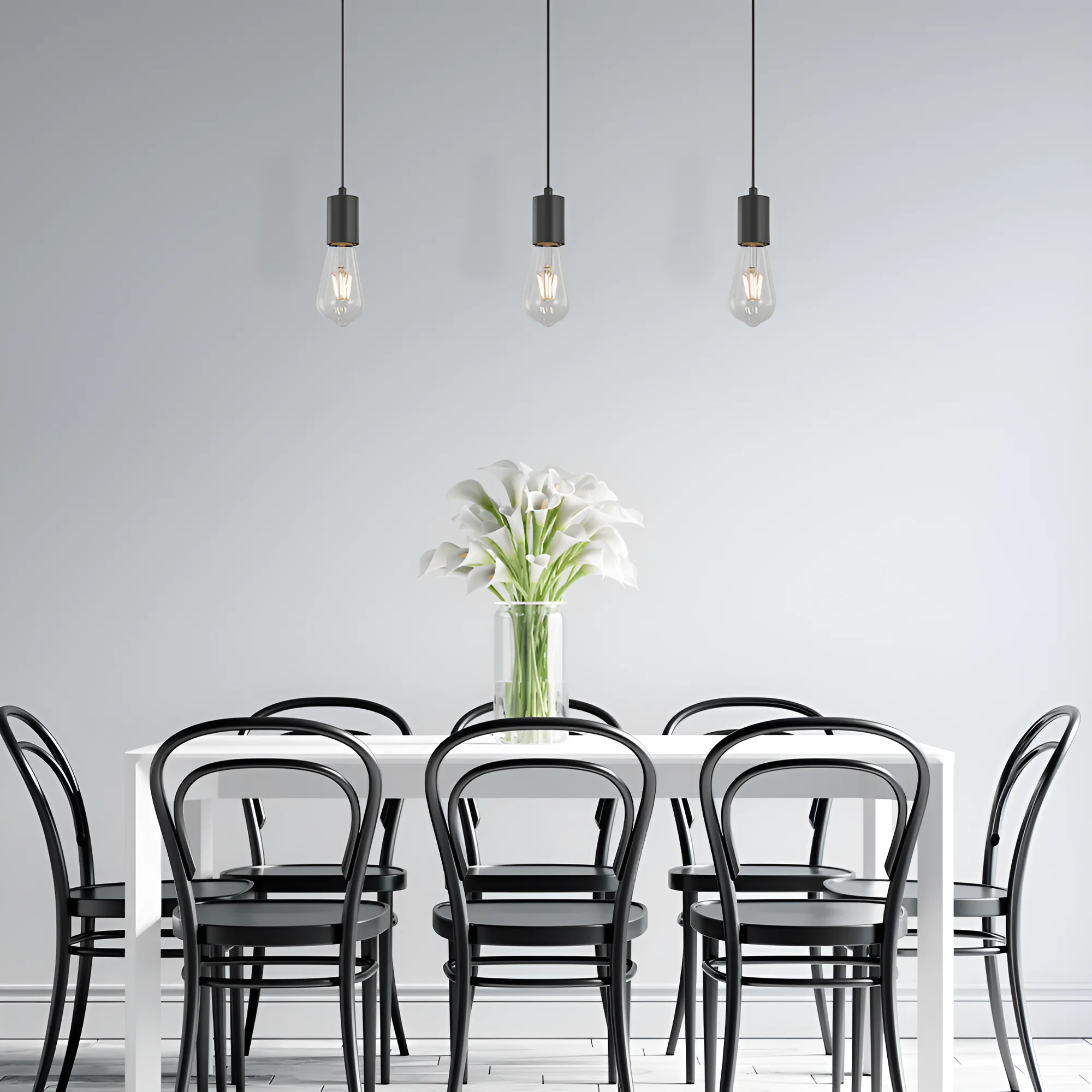 Viseća lampa sa šipkom 3×E27 crna, linearna serija Fixture G006