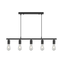 Viseća lampa sa šipkom 5×E27 crna, linearna serija Fixture G006