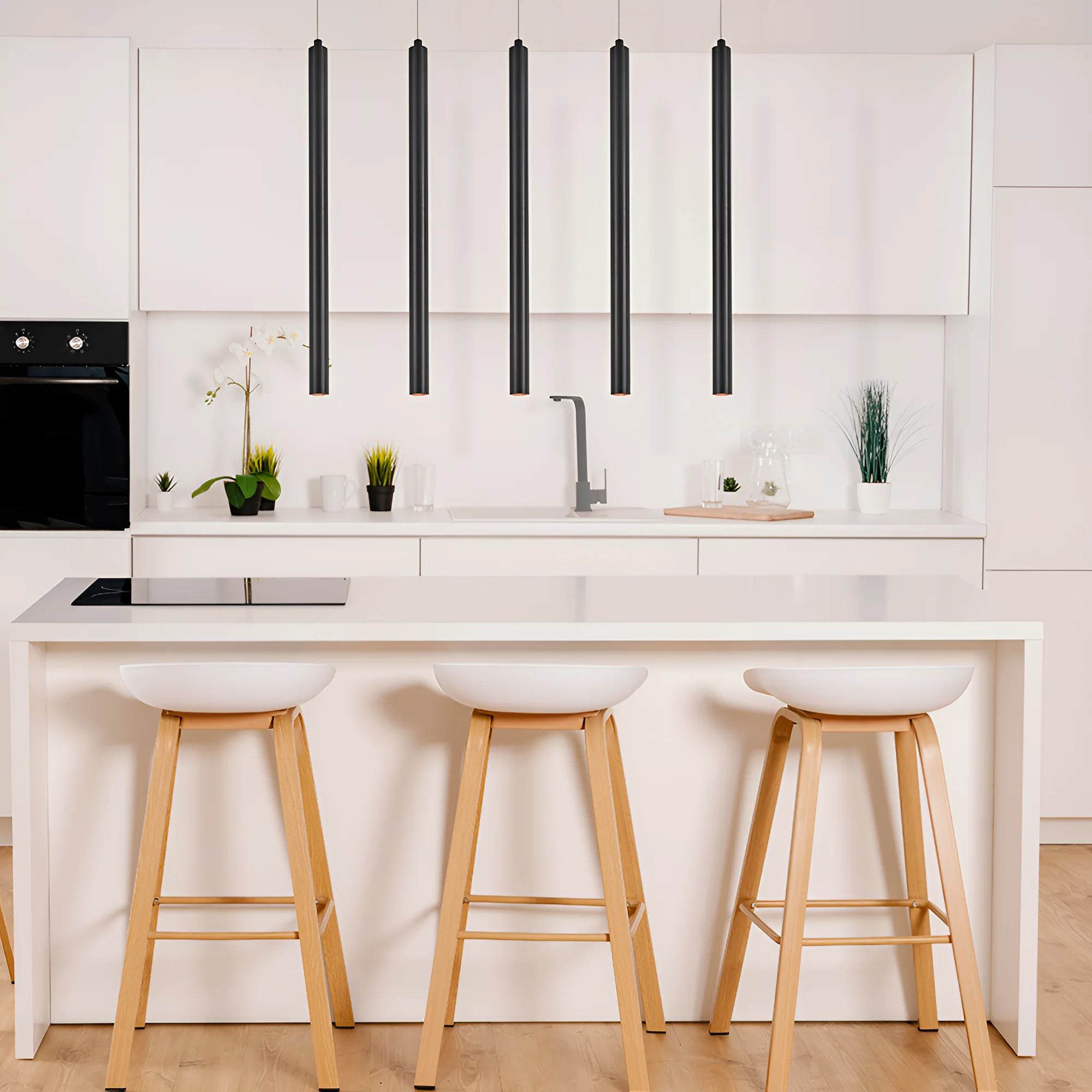 Viseća lampa sa šipkom 5×G9 crna, linearna serija Fixture G007