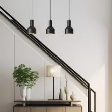 Viseća lampa sa šipkom 3×E27 crna, linearna serija Metal P001