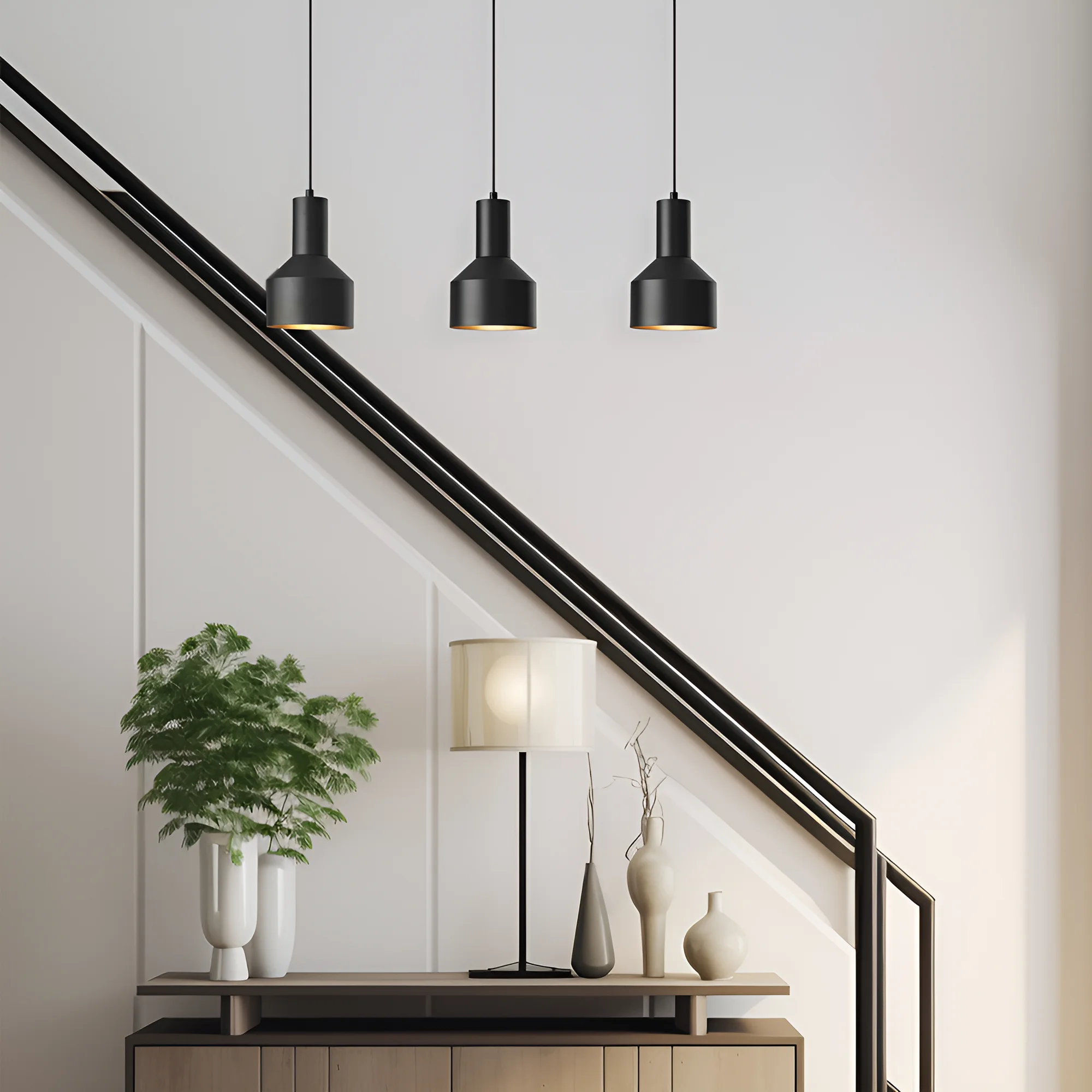 Viseća lampa sa šipkom 3×E27 crna, linearna serija Metal P001