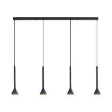 Viseća lampa sa šipkom 4×GU10 crna, linearna serija Metal P011