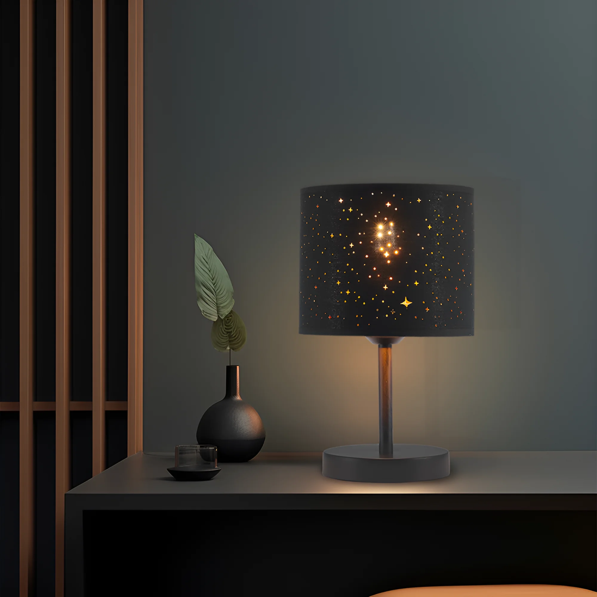 Stona lampa zvezdani abažur Crna grlo E27